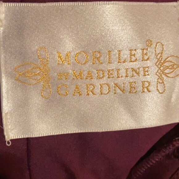 Mori Lee Eggplant Purple Tulle Lace Bridesmaid Formal Prom Gown Plus size 24 - Picture 12 of 15